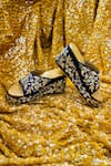 Buy_Rajasthani Stuff_Blue Zardozi Lochana Floral Embroidered Wedges _at_Aza_Fashions