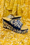 Buy_Rajasthani Stuff_Blue Zardozi Lochana Floral Embroidered Wedges _Online_at_Aza_Fashions