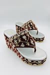 Buy_Rajasthani Stuff_Maroon Cutdana Raktah Embroidered Wedges _at_Aza_Fashions