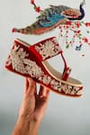 Buy_Rajasthani Stuff_Red Zardozi Roshana Embroidered Wedges _at_Aza_Fashions