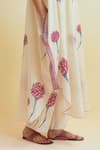 Shop_Upavita_Off White Cotton Block Print Carnations V-neck Asymmetric Kaftan With Pant _Online_at_Aza_Fashions