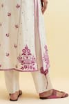 Upavita_Off White Cotton Embroidered Thread Round Kurta Pant Set _Online_at_Aza_Fashions