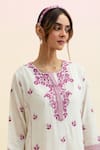 Buy_Upavita_Off White Cotton Embroidered Thread Round Kurta Pant Set _Online_at_Aza_Fashions