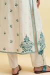 Upavita_Off White Cotton Embroidered Thread Round Floral Kurta Pant Set _Online_at_Aza_Fashions