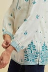 Shop_Upavita_Off White Cotton Embroidered Thread Mandarin Collar Floral Vine Short Kurta _Online_at_Aza_Fashions