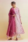 Shop_Upavita_Pink Kurta And Dupatta Cotton Chanderi Print Hand Block A-line & Pant Set _Online_at_Aza_Fashions