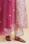 Upavita_Pink Kurta And Dupatta Cotton Chanderi Print Hand Block A-line & Pant Set _at_Aza_Fashions