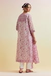 Shop_Upavita_Pink Kurta And Dupatta Cotton Chanderi Print Hand Block A-line & Pant Set _at_Aza_Fashions