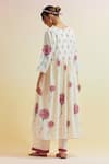 Shop_Upavita_Off White Cotton Print Carnation Flower Notched Gathered Kurta And Pant Set _at_Aza_Fashions