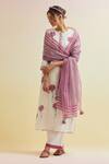 Buy_Upavita_Off White Cotton Print Carnation Flower Round Straight Kurta And Pant Set _at_Aza_Fashions