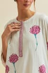 Upavita_Off White Cotton Print Carnation Flower Round Straight Kurta And Pant Set _at_Aza_Fashions