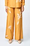 Shahin Mannan_Yellow Silk, Chanderi, Chiffon Embroidery Leaf Flared Pant _Online_at_Aza_Fashions
