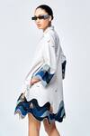 Shop_Shahin Mannan_Grey Double Crepe Embroidered Applique Shawl Collar Wave And Boat Work Dress _at_Aza_Fashions