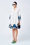 Shahin Mannan_Grey Double Crepe Embroidered Applique Shawl Collar Wave And Boat Work Dress _Online_at_Aza_Fashions