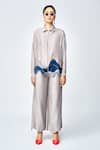 Buy_Shahin Mannan_Grey Silk, Chanderi Applique Collared Wave And Boat Work Shirt With Pant _at_Aza_Fashions