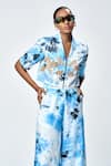 Buy_Shahin Mannan_Blue Silk Satin Embroidery Collared Tie-dye Pattern Shirt _at_Aza_Fashions