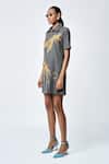 Buy_Shahin Mannan_Grey Denim Embroidery Collared Thin Dress _Online_at_Aza_Fashions