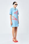 Shop_Shahin Mannan_Blue Denim Embroidery Collared Dragonfly Dress _Online_at_Aza_Fashions