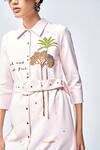 Shop_Shahin Mannan_Peach Crepe Embroidery Collared Palm Tree Midi Dress With Belt _Online_at_Aza_Fashions
