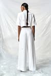 Shop_Shahin Mannan_Ivory Crepe Embroidery Collared Summer Plant Palm Tree Shirt _at_Aza_Fashions