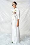 Shahin Mannan_Ivory Crepe Embroidery Collared Summer Plant Jumpsuit With Belt _Online_at_Aza_Fashions