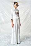 Buy_Shahin Mannan_Ivory Crepe Embroidery Collared Summer Plant Jumpsuit With Belt _Online_at_Aza_Fashions