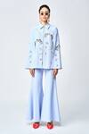 Shahin Mannan_Blue Tropical Forest Embroidered Cape _Online_at_Aza_Fashions