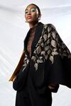 Shahin Mannan_Black Hand Embroidered Cape _at_Aza_Fashions