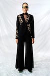 Buy_Shahin Mannan_Black Crepe Embroidery Hand Blazer _at_Aza_Fashions