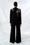 Shop_Shahin Mannan_Black Crepe Embroidery Hand Blazer _at_Aza_Fashions