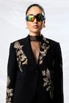 Shahin Mannan_Black Crepe Embroidery Hand Blazer _Online_at_Aza_Fashions