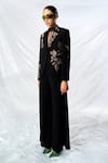 Buy_Shahin Mannan_Black Crepe Embroidery Hand Blazer _Online_at_Aza_Fashions