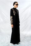 Shop_Shahin Mannan_Black Crepe Embroidery Hand Blazer _Online_at_Aza_Fashions