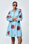 Buy_Shahin Mannan_Blue Denim Embroidery Collared Telephone Dial Dress _at_Aza_Fashions