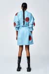 Shop_Shahin Mannan_Blue Denim Embroidery Collared Telephone Dial Dress _at_Aza_Fashions