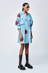 Shop_Shahin Mannan_Blue Denim Embroidery Collared Telephone Dial Dress _Online_at_Aza_Fashions