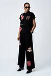 Shop_Shahin Mannan_Black Crepe Embroidery Collared Abstract Stamp Patch Shirt With Pant _Online_at_Aza_Fashions
