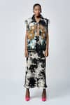 Buy_Shahin Mannan_Grey Thick Denim Plain Cloud Wash Pencil Skirt _at_Aza_Fashions