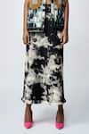 Shahin Mannan_Grey Thick Denim Plain Cloud Wash Pencil Skirt _Online_at_Aza_Fashions