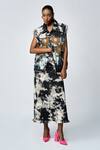 Shahin Mannan_Grey Thick Denim Plain Cloud Wash Pencil Skirt _at_Aza_Fashions
