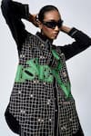 Buy_Shahin Mannan_Black Poplin Embroidery Collared Love Patchwork Baggy Shirt _at_Aza_Fashions