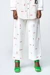 Shahin Mannan_Ivory Poplin Embroidery Polka Dot Straight Pant _Online_at_Aza_Fashions