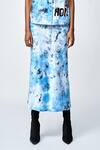 Shahin Mannan_Blue Silk Satin Beads, Embroidery Butterfly Scribble Top And Pencil Skirt Set _Online_at_Aza_Fashions