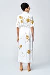 Shop_Shahin Mannan_Ivory Japanese Crepe Embroidered Bead Collared Dainty Leaves Side Pleated Dress _at_Aza_Fashions