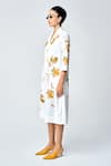 Shahin Mannan_Ivory Japanese Crepe Embroidered Bead Dainty Leaves Appliqued Straight Dress _Online_at_Aza_Fashions