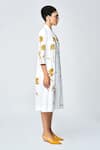 Buy_Shahin Mannan_Ivory Japanese Crepe Embroidered Bead Dainty Leaves Appliqued Straight Dress _Online_at_Aza_Fashions