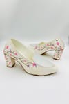 Buy_Rajasthani Stuff_White Resham Ahan Floral Embroidered Mules _at_Aza_Fashions