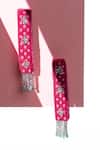 Shop_Krutiarts_Pink Beads Ahia Floral Embellished Earrings _at_Aza_Fashions