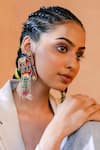 Shop_Krutiarts_Red Studs Topa Elephant Oxidised Metal Hanging Earrings _Online_at_Aza_Fashions