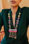 Krutiarts_Pink Mathakuut Cylindrical Pendant Necklace _at_Aza_Fashions